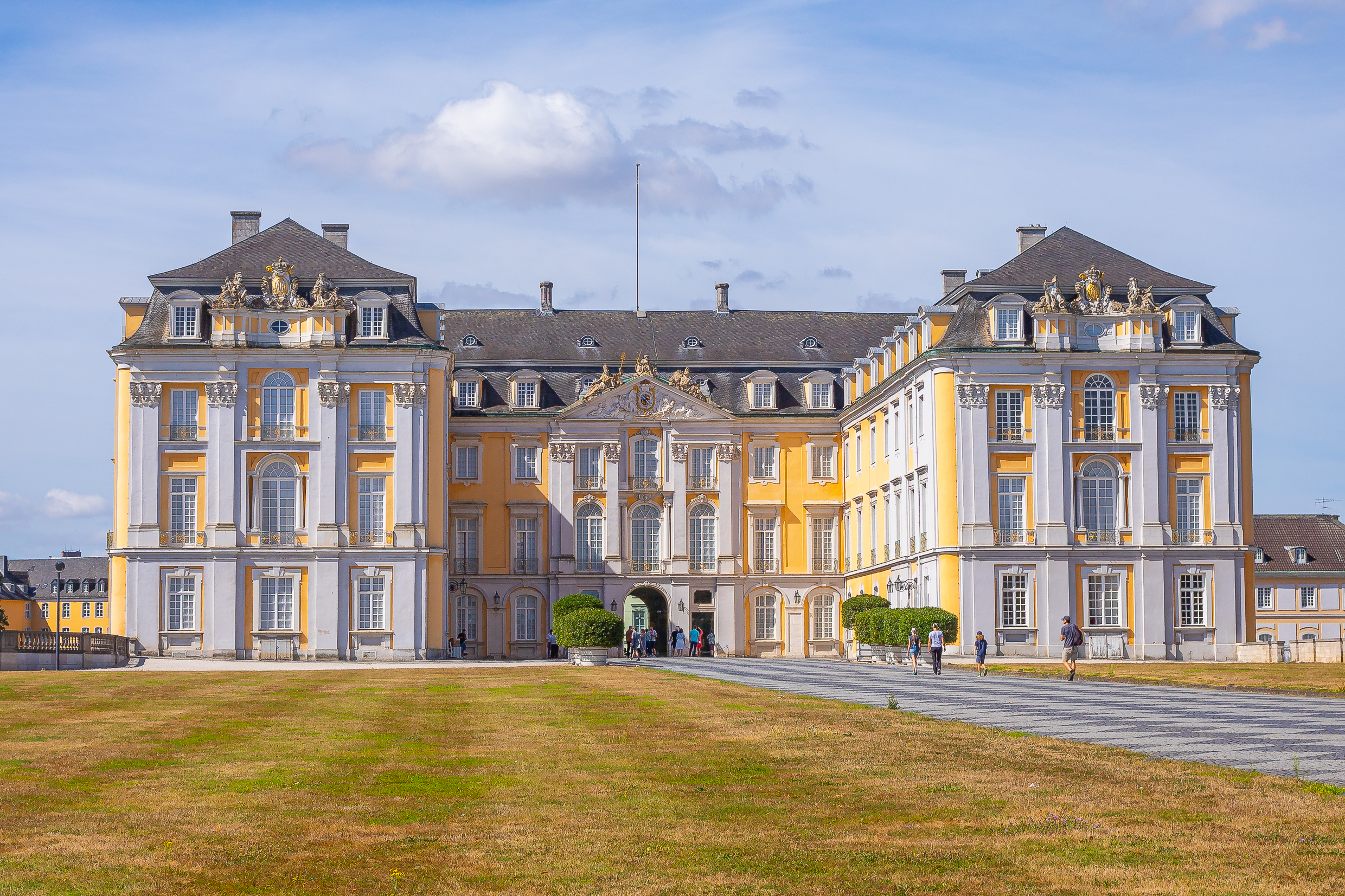 The courtyard of the Beethoven House in Bonn with a bust of Beethoven