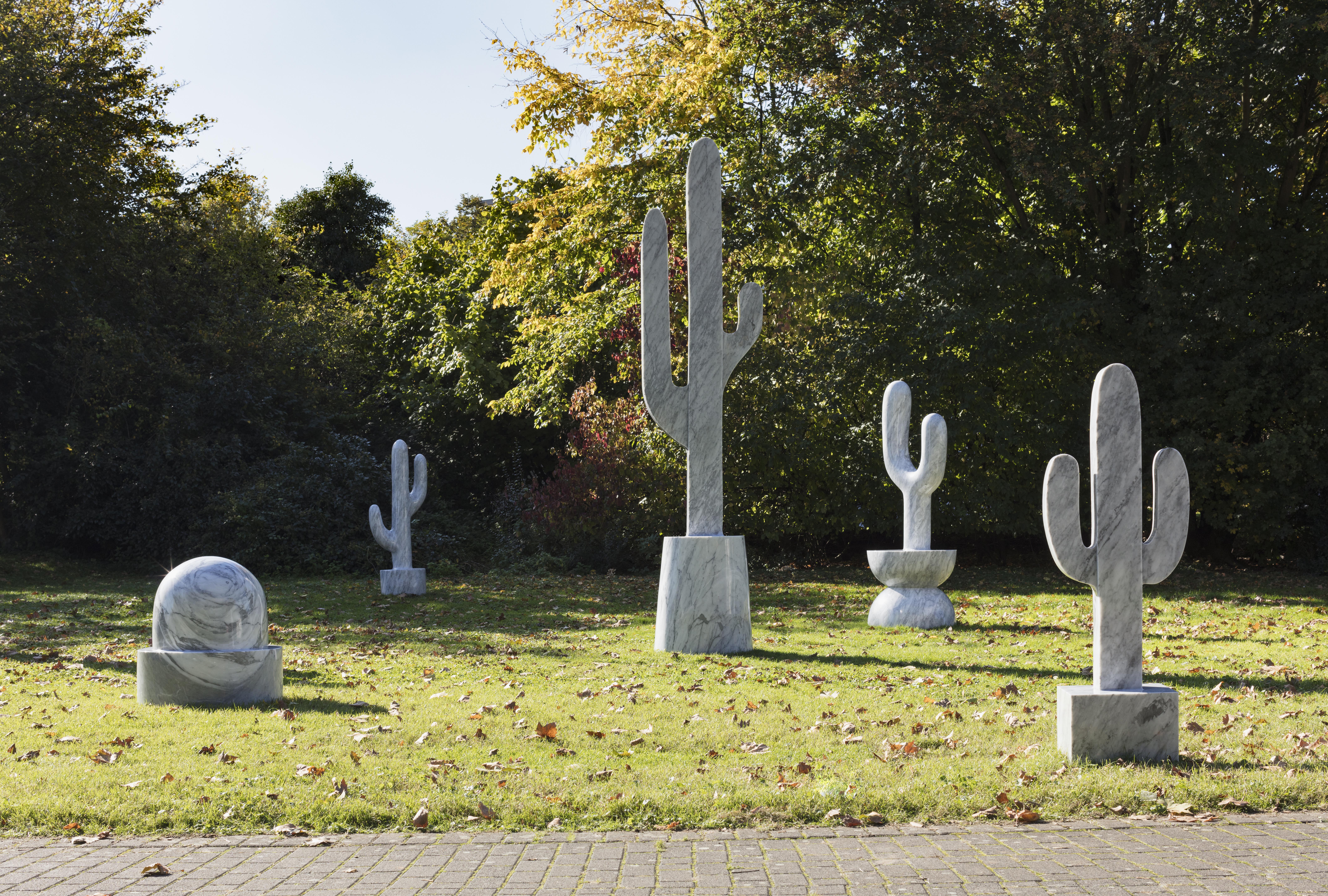 Claudie Comte's white cacti in the Sculpture Park, Cologne